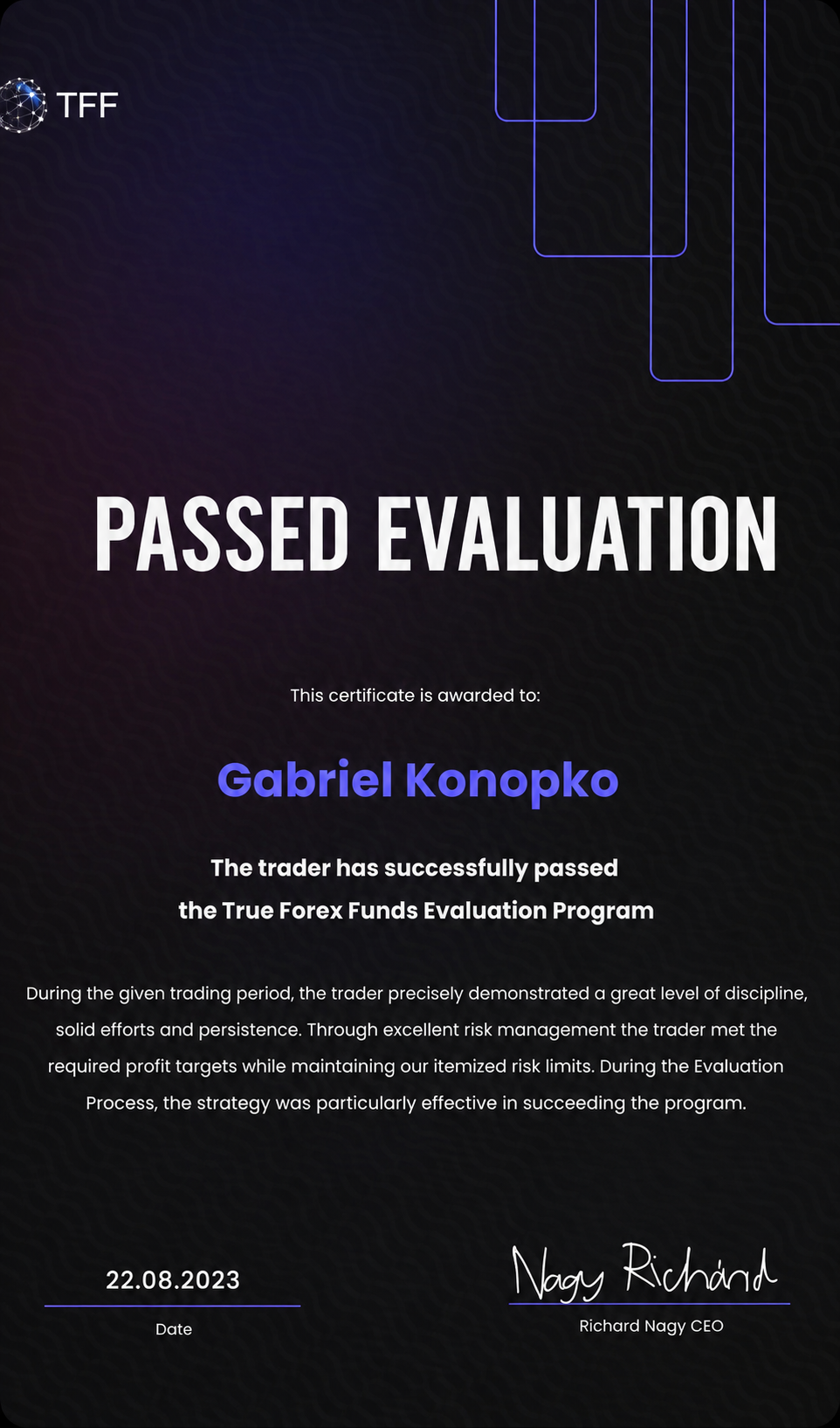 True Forex Funds — Passed Evaluation (22.08.2023)