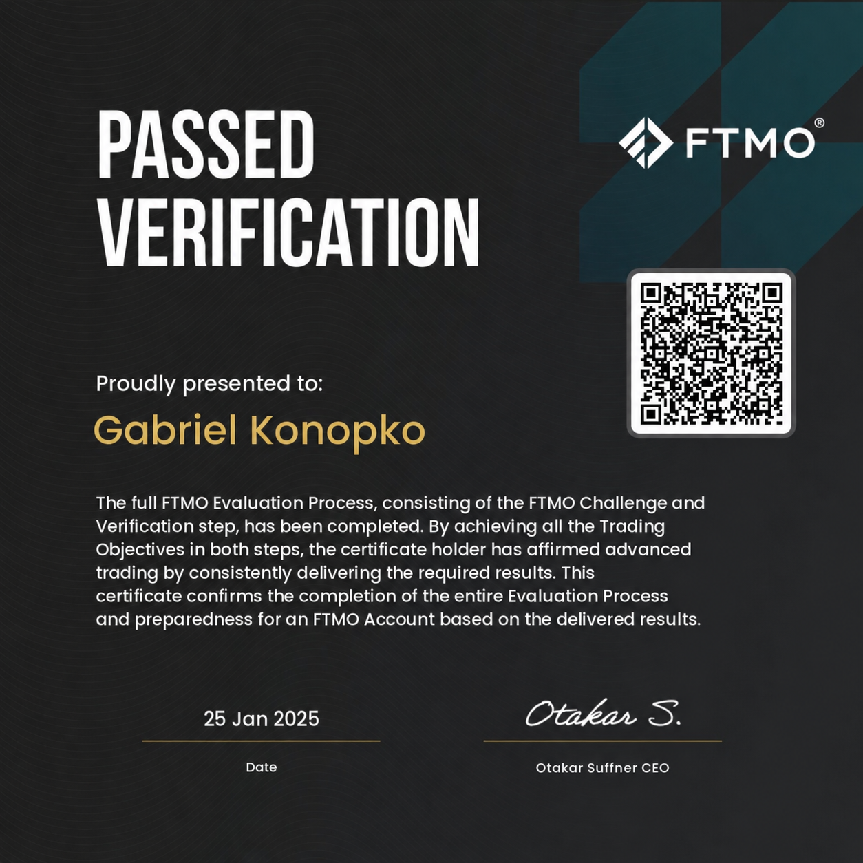 FTMO — Passed Verification (25 Jan 2025)